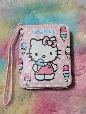 Hello Kitty Pink and White Ice Cream Wristlet Wallet